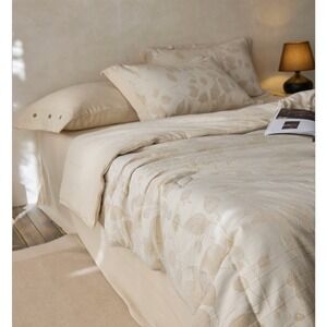 EVONE Linen/Cotton Quilt Set with Pillowcases Queen Boho Quiet Luxury Minimalist